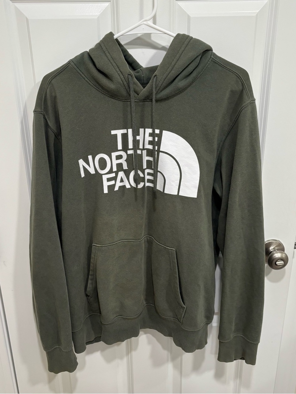 The North Face Classic Logo Green White Pullover Sweatshirt Hoodie Mens Medium